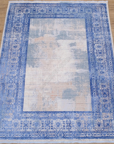 Ковер турецкий 3035A Art Deco (Шелк+Модал, серый, голубой)