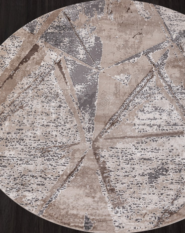 Ковер турецкий 04022C круглый ARMINA (PP Heatset Высокоплотный, бежевый, серый)
