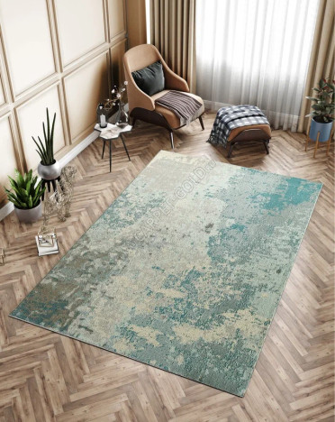 Ковер турецкий U981A CORSICA (Фризе, зеленый, серый)