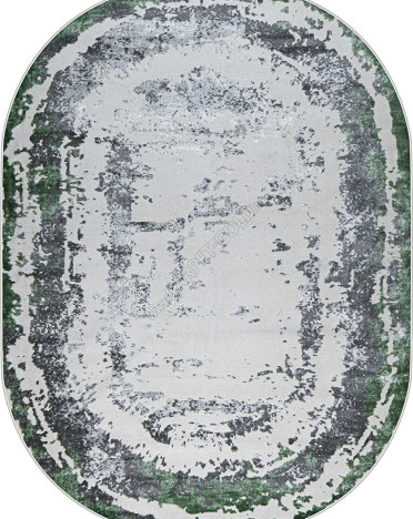 Ковер турецкий 36897J Kleopatra овальный (Полипропилен, зеленый, серый)