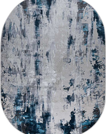 Ковер турецкий 37107A Kleopatra овальный (Полипропилен, синий, серый)