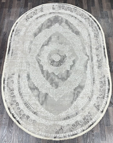 Ковер турецкий 16125-1 Gordion (Полиэстер хит-сет, серый) овальный