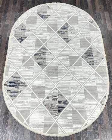 Ковер турецкий 16127-1 Gordion (Полиэстер хит-сет, серый) овальный