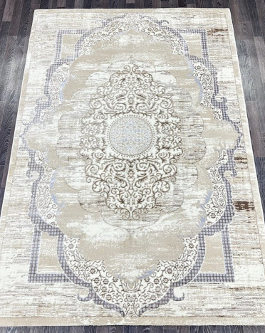 Ковер турецкий Q018A Platinium (Полиэстер хит-сет, бежевый, серый)