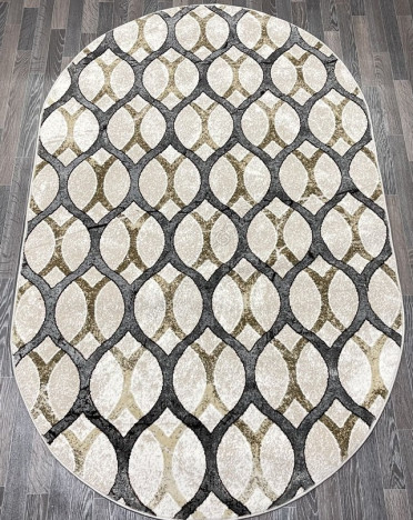 Ковер турецкий 40383B AURA (Акрил, бежевый, серый) овальный