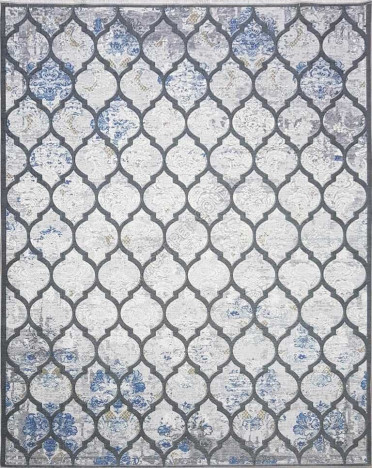 Ковер турецкий MK061R8 Qum (Шелк+Модал, синий, серый)