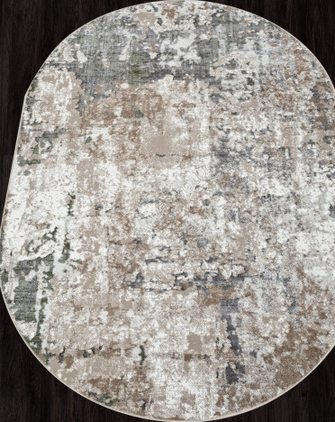 Ковер турецкий 01632A PARADIZE (Полиэстер, бежевый, зеленый) овальный