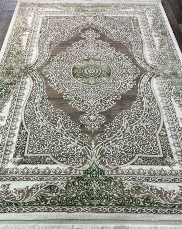 Турецкий ковер Atlantik Hali Deco 10137A (Полиэстер, бежевый, зеленый)