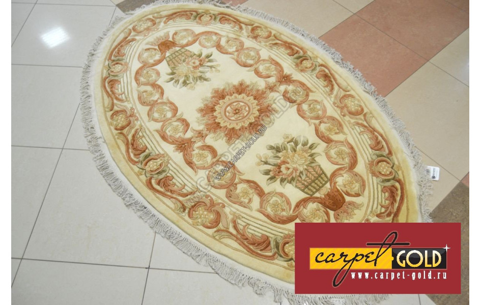 Китайский шерстяной ковер ручной работы SHD-27 - CREAM oval