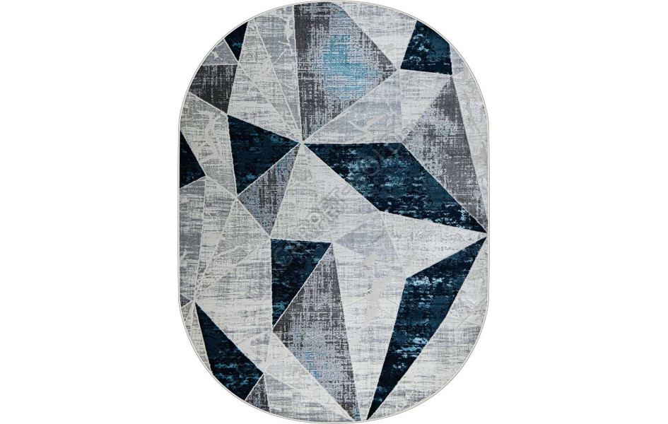 Геометрический абстрактный ковер 37515A OVAL BLUE FLS / L.GREY Kleopatra